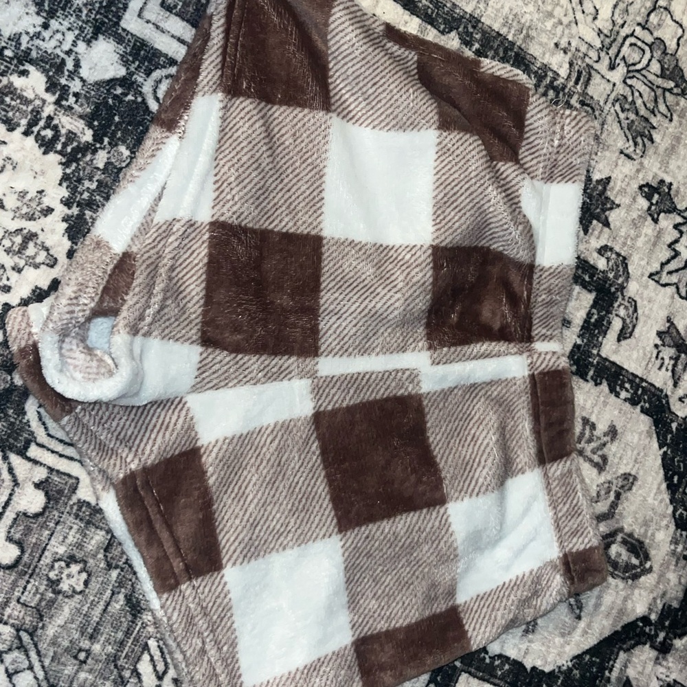 SHEIN Brown and White Plaid Pajama Shorts